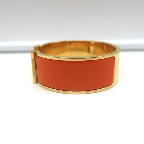 Hermes Clic Clac H PM Bracelet Orange Enamel & Gold - Picture 5 of 8